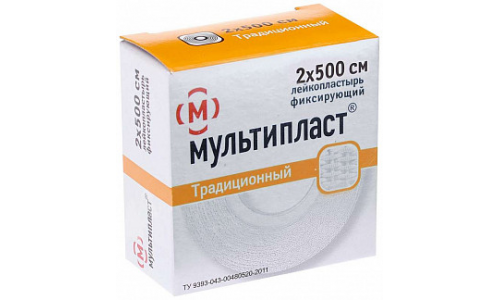 Мультипласт пластырь фиксир 2смX500см традиционный