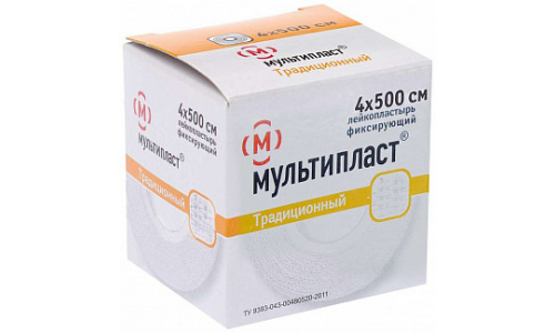 Мультипласт пластырь фиксир 4смX500см традиционный
