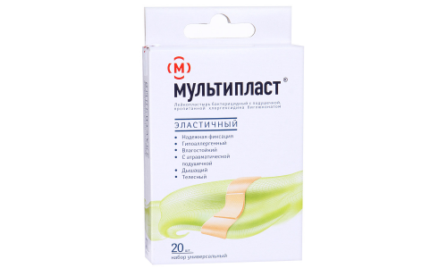 Мультипласт пластырь бактерицидный №20 эластичный с хлогексидином