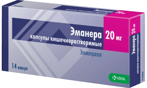 Эманера, капсулы кишечнораств 20мг №14