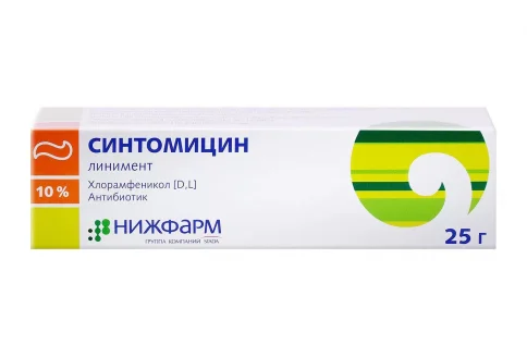 Синтомицин, линим 10% 25г