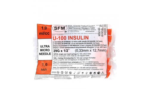 Шприц инсулин U-100 Вогт Медикал р.29G №1 3-х комп