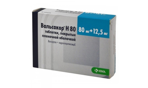 Вальсакор H 80, таблетки ппо 80мг+12,5мг №30