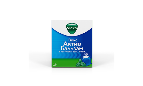 ВИКС АКТИВ БАЛЬЗАМ С МЕНТОЛОМ И ЭВКАЛИПТОМ,МАЗЬ  25Г