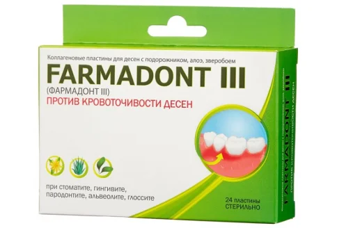 Пластина коллаген Фармадонт 3 против кровоточивости десен №24