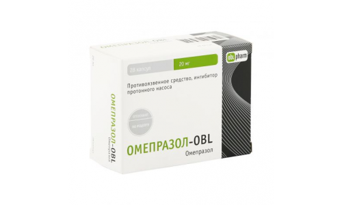 Омепразол OBL, капсулы кишечнораств 20мг №28