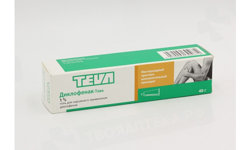 Диклофенак Тева, гель для наружн примен 1% 40г