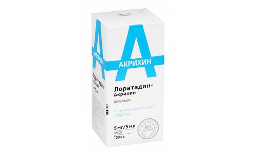 ЛОРАТАДИН-АКРИХИН, СИРОП 5МГ/5МЛ 100МЛ