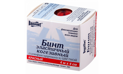 Вариант бинт когезивный 4мX4см красный