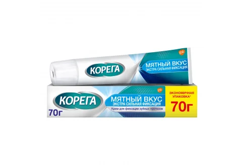 Корега Экстра Сильный крем для фиксации зубных протезов 70мл мятный вкус