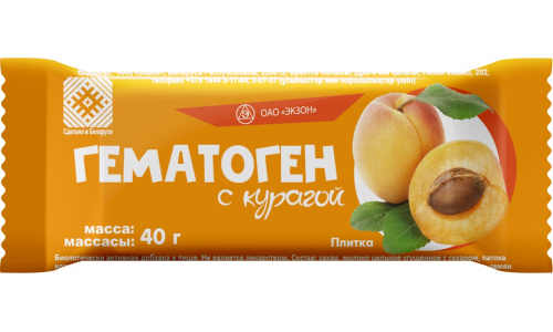 Гематоген плитка 40г с курагой