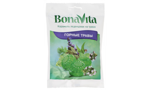 Бона Вита карамель леденц 60г вит С и горные травы