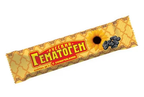 Гематоген Русский плитка 40г с семечками