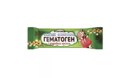 Гематоген-Витатека плитка 40г с кедровым орехом