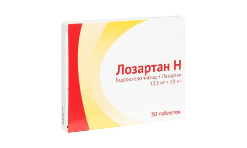 Лозартан Н, таблетки ппо 12,5мг+50мг №30