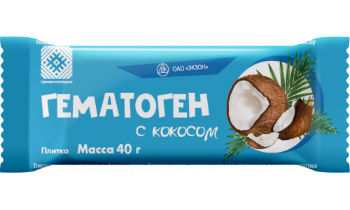 ГЕМАТОГЕН КОКОС, ПЛИТКА 40Г