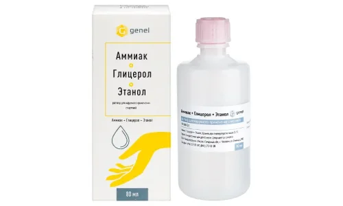 Аммиак+Глицерол+Этанол, р-р д/наруж примен спирт 80мл