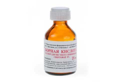 Борная кислота, раствор спиртовый наружн 3% 25Мл