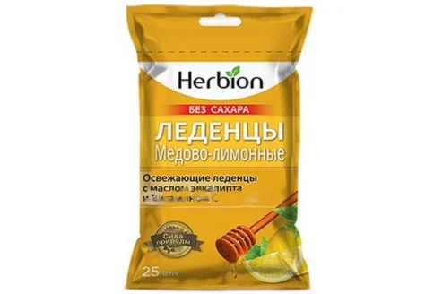 Хербион леденцы б/сах пак 2,5г №25 (62,5г) вкус мед-лимон