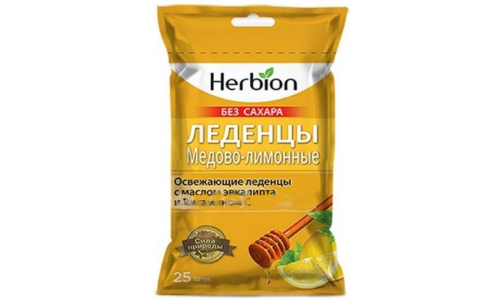 Хербион леденцы б/сах пак 2,5г №25 (62,5г) вкус мед-лимон