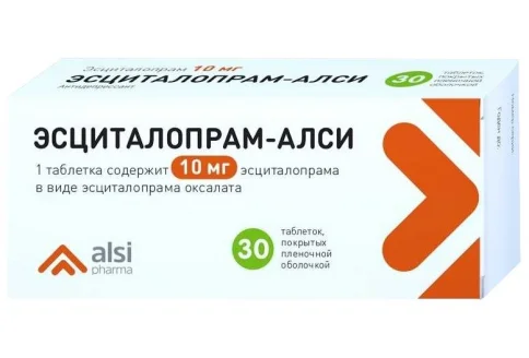 Эсциталопрам АЛСИ, таблетки ппо 10мг №30