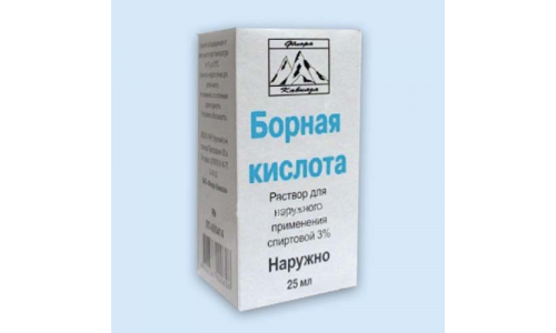 Борная кислота, раствор для местн примен спирт 3% фл 25мл