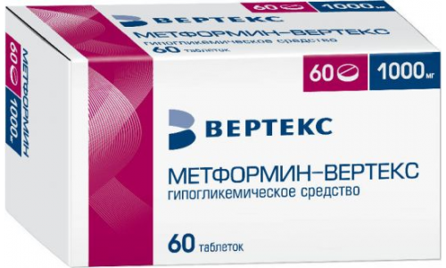 Метформин Вертекс, таблетки ппо 1000мг №60