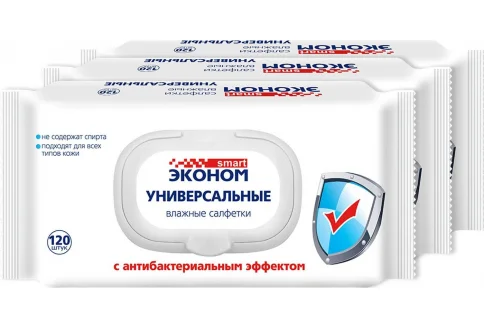 Эконом Смарт салфетки влаж а/бактер очищ №120
