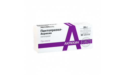 Пантопразол Акрихин, таблетки ппо кишечнораств 20мг №30
