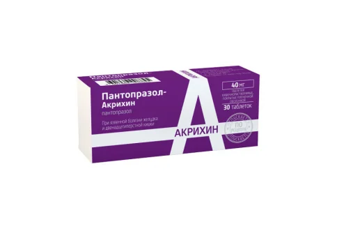 Пантопразол Акрихин, таблетки ппо кишечнораств 40мг №30