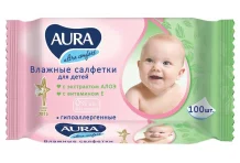 Аура Ультра Комфорт салфетки влаж для дет с крышкой №100 0+ мес алоэ и вит Е