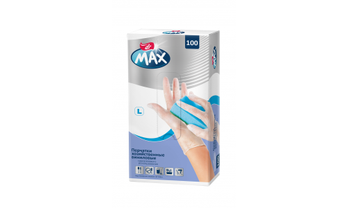 Перчатки р.L №100шт виниловые хозяйств DR MAX