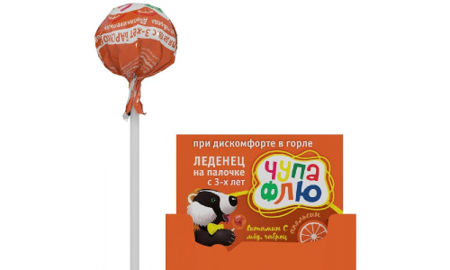Барсукор чупа-флю леденец на палочке вкус апельс 10г