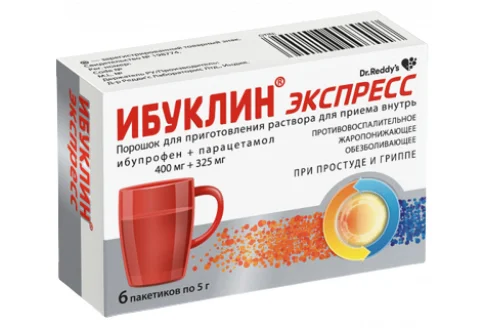 Ибуклин Экспресс, порошок для раствора для внутр 400мг+325мг 5г №6