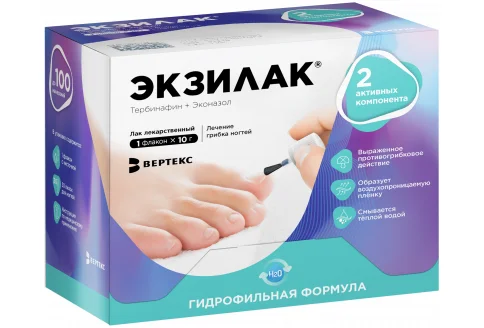 Экзилак, лак для ногтей лек 4%+3% 10г №1 + пилочка для ногтей №30