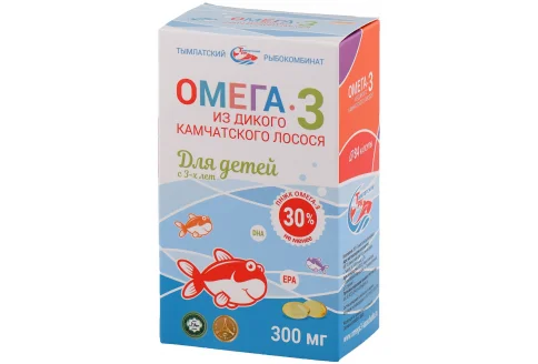 Омега 3 из дикого камч лосося д/дет, капсулы 300мг №84апельсин