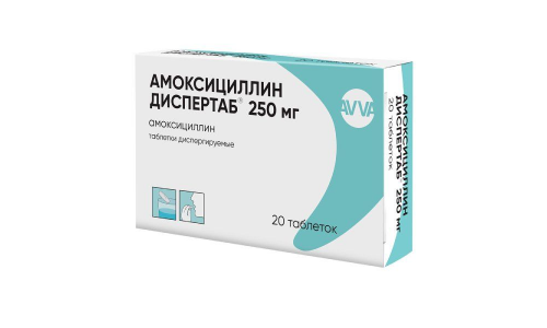Амоксициллин Диспертаблетки таблетки дисперг 250мг №20