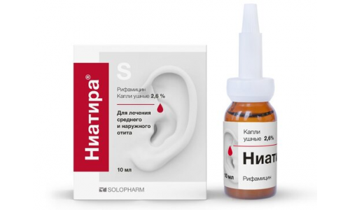 Ниатира, капли ушные 2,6% 10мл фл