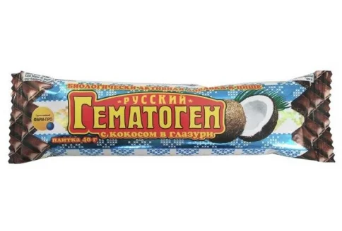 Гематоген Русский, плитка кокос 40г