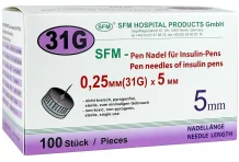 SFM иглы для шриц-ручки 0,25ммX5мм р.31G №100