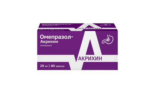 Омепразол Акрихин, капсулы кишечнораств 20мг №40