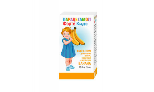 Парацетамол Форте Кидс, суспензия для приема внутрь 250мг/5мл фл 80мл банан