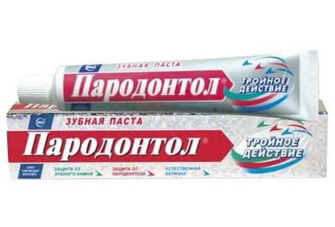 зубная паста Пародонтол тройное действие мята б/фтора 124г