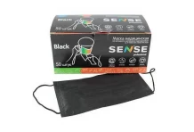 Маска медиц 3-х слойная на резинке сенсе №50 черная