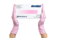 Перчатки нитрил Archdale Нитримакс н/с н/о текст р.M 100шт (50пар) розовый