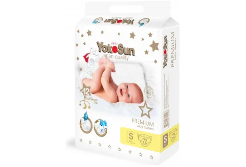 Yokosun Premium подгузники для детей р.S №72 3-6 кг