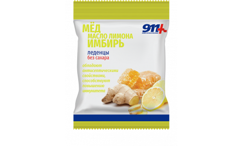 911 леденцы мед+имбирь+вит С б/сахара 50г
