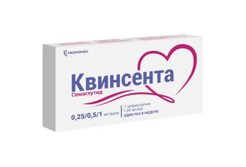 Квинсента, раствор для п/к введ 0,25/0,5/1мг/доза 3мл шприц-ручка+иглы 9шт
