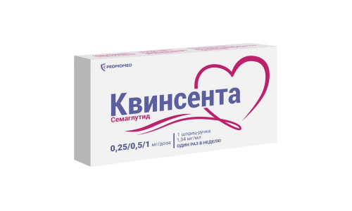 Квинсента, раствор для п/к введ 0,25/0,5/1мг/доза 3мл шприц-ручка+иглы 9шт