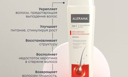 Алерана, шампунь био кератин восстановление 400мл фото 3
